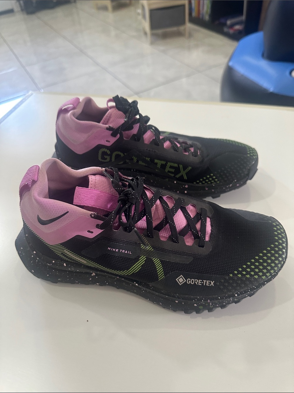 Nike Women's Trail Running Shoes GORE-TEX in Black & Pink with Green Accents